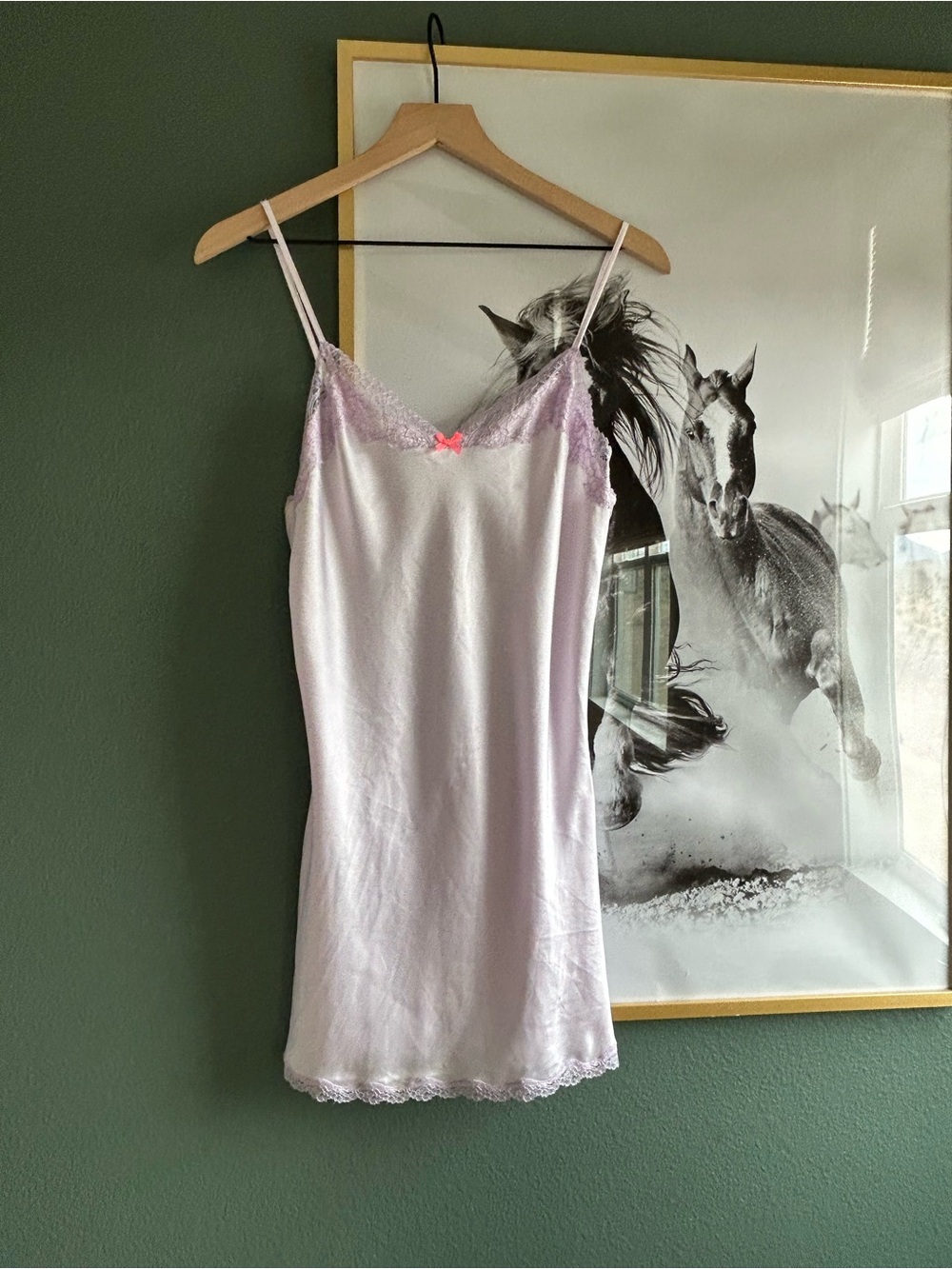 Victoria's Secret Light Lavender Satin Lace Trim Chemise